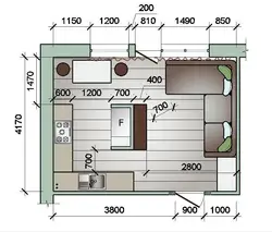 Fotoşəkil ölçüləri ilə mətbəx planı