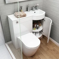 Ванна бөлмесінің дизайны бұрыштық шкаф