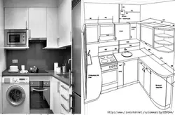 6 meters kitchen design with refrigerator and dishwasher