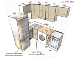 6 метров кухня дизайн с холодильником и посудомоечной