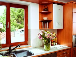 Kitchen design with a floor-standing boiler in the corner