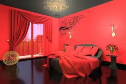 Дизайн спальни в черно красных то