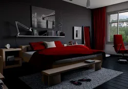 Bedroom design in black and red