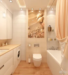 Beige combined bathroom design