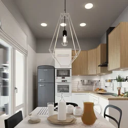 Ceiling lamps in the kitchen 9 sq m photo