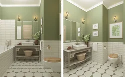 Bathroom Design With Half Tiles