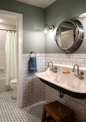 Bathroom design with half tiles