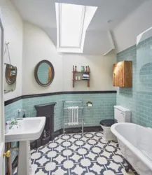 Bathroom design with half tiles