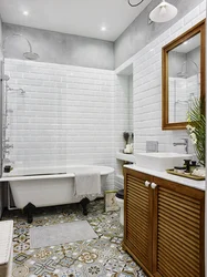 Bathroom design with half tiles