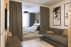 Design of 1 room apartment living room bedroom