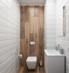 White And Wood Tiles In The Bathroom Photo