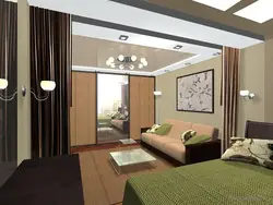 Bedroom and living room in one room 13 sq m design