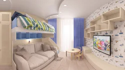 Children's room and bedroom in one 16 sq m design