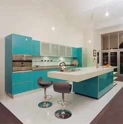 Aquamarine kitchen interior