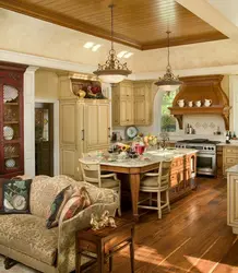 Living Room With Kitchen Design In A Rustic House