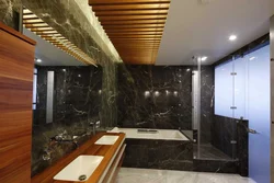 Bath design wood and black marble