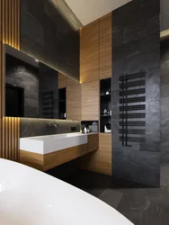 Bath Design Wood And Black Marble