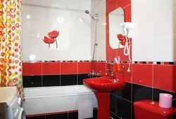 Bathroom Design In Red And Black Colors
