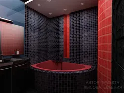 Қызыл Және Қара Түстердегі Ванна Бөлмесінің Дизайны