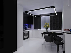Black kitchen living room photo