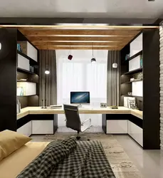 Дизайн спальни кабинета 16 кв