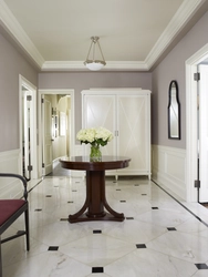 Kitchen and hallway floor design made of porcelain stoneware