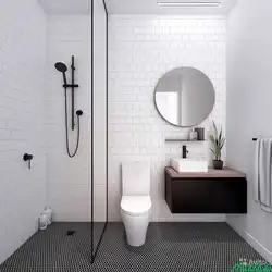 White bathroom design with shower