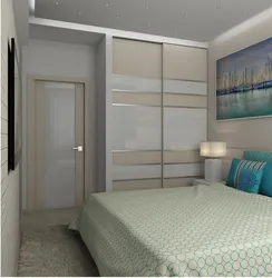 Bedroom 10 sq m with wardrobe and bed design