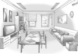 Photo Of The Living Room In The Apartment Drawing