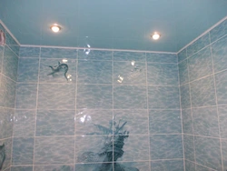 Ванна бөлмесінің төбесіндегі плиткалардың фотосуреті