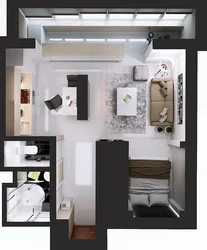 Design of an apartment 36 square meters with a bedroom