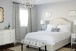 Curtains For The Bedroom With Gray Wallpaper And White Furniture Photo