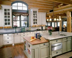 Kitchen in your wooden house with a window photo
