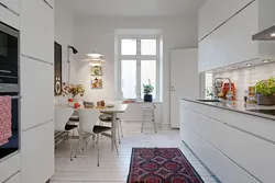Long kitchen design with 2 windows