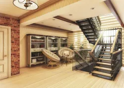 Living room kitchen design with stairs to 2nd floor