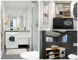 Bathroom Design With Bathtub And Washing Machine And Sink