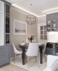 Kitchen design with sofa and dining table