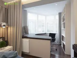Apartment design with a window and a balcony in one room