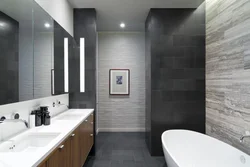 Bathroom design dark tiles and light