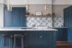 Blue marble in the kitchen interior
