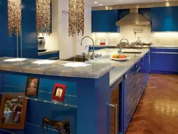 Blue marble in the kitchen interior
