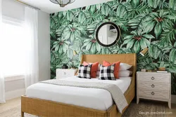 Bedroom interior wallpaper headboard