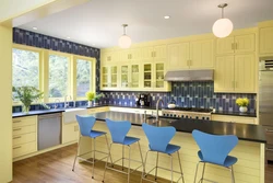 Photo Of Blue-Yellow Kitchen