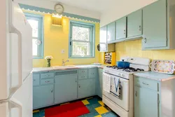 Photo of blue-yellow kitchen