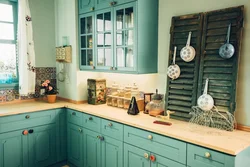 Kitchen Azure Wood In The Interior