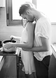 Passionate photos in the kitchen