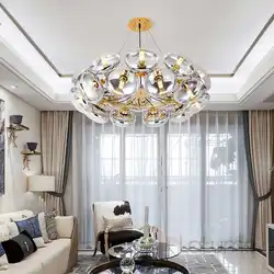 Ceiling chandeliers for the living room in a modern style photo