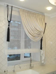 Photo of kitchen curtains on the window