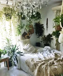 Спальная комната с цветами дизайн фото