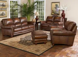 Leather upholstered furniture for living room photo